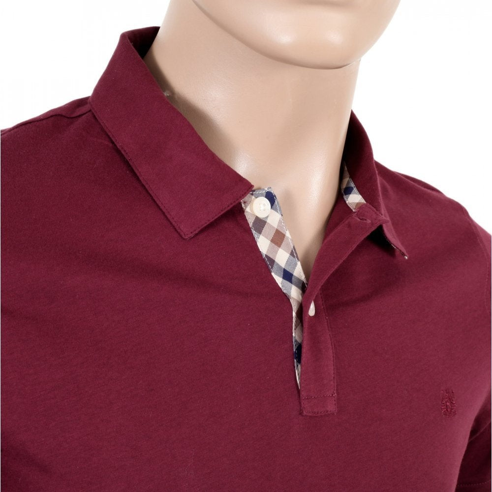 Mens Regular Fit Burgundy Cotton Short Sleeve Polo Shirt