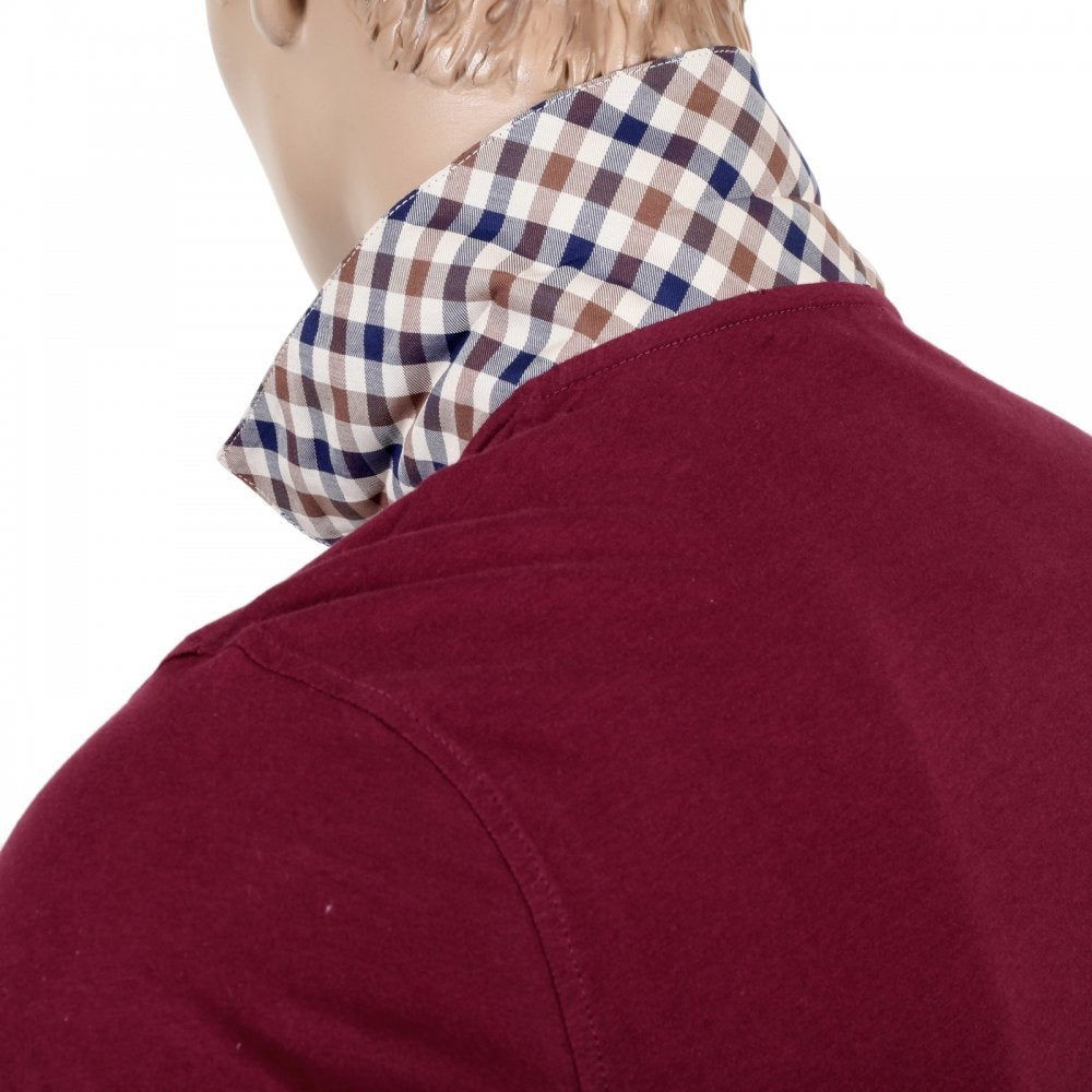 Mens Regular Fit Burgundy Cotton Short Sleeve Polo Shirt