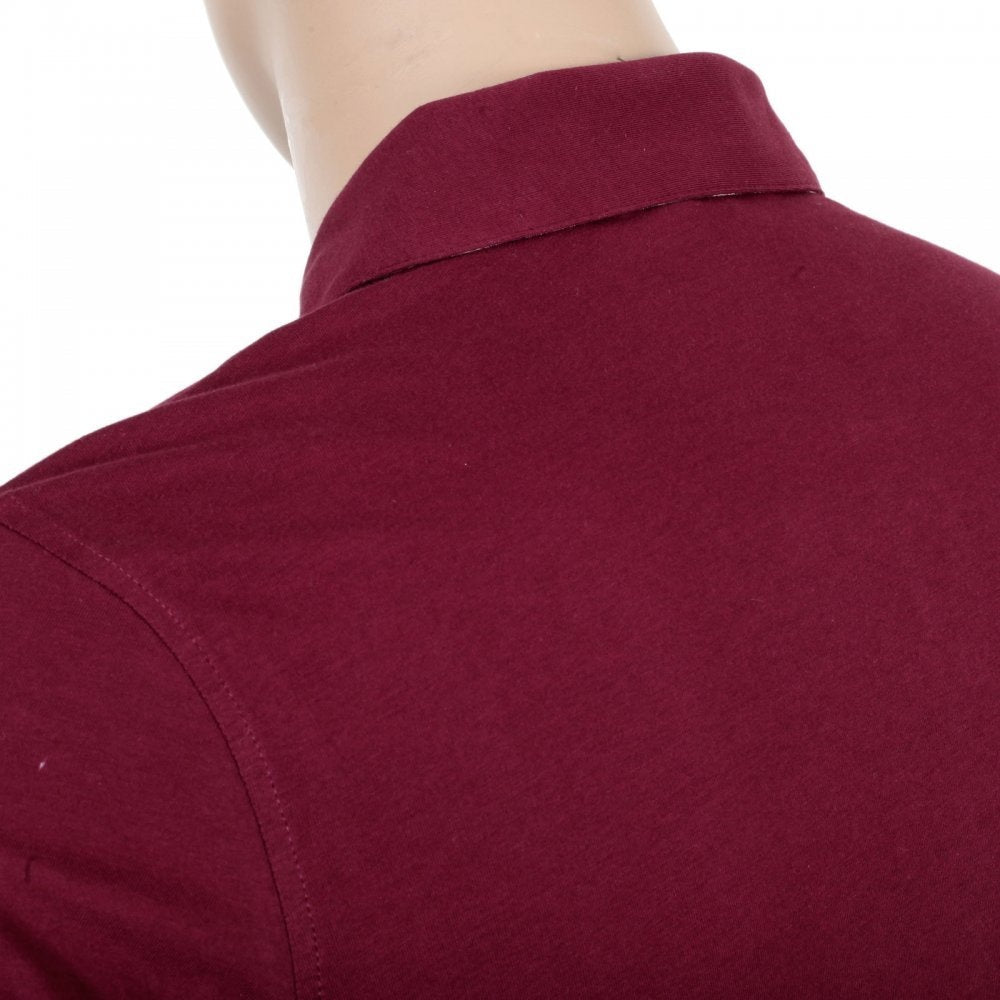 Mens Regular Fit Burgundy Cotton Short Sleeve Polo Shirt