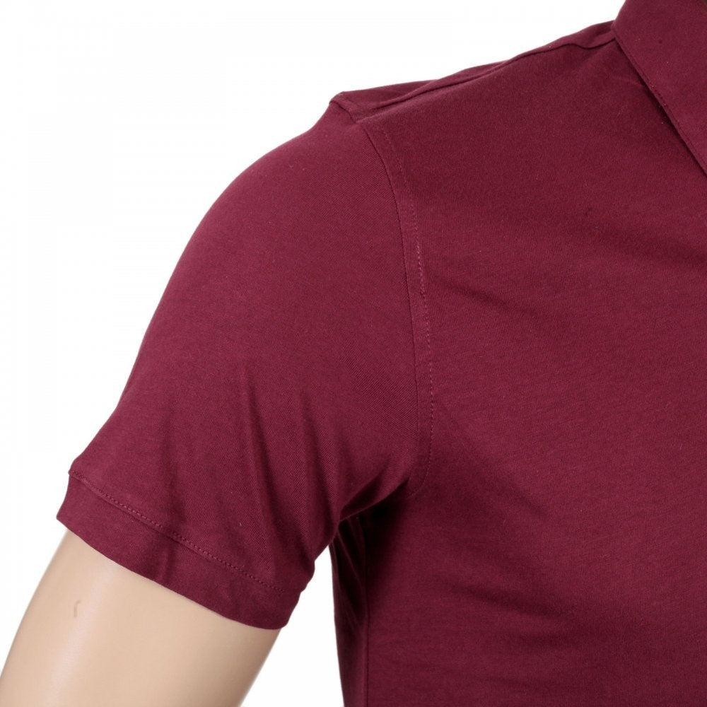 Mens Regular Fit Burgundy Cotton Short Sleeve Polo Shirt