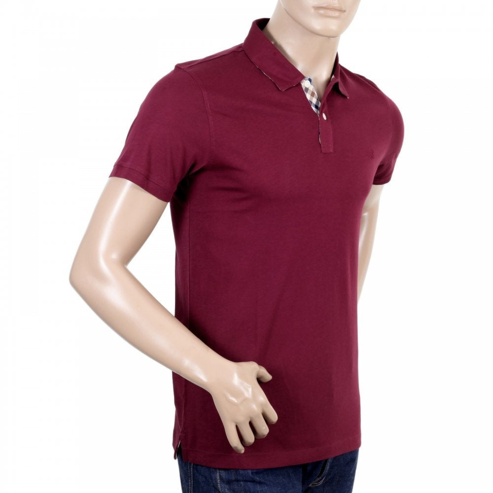 Mens Regular Fit Burgundy Cotton Short Sleeve Polo Shirt
