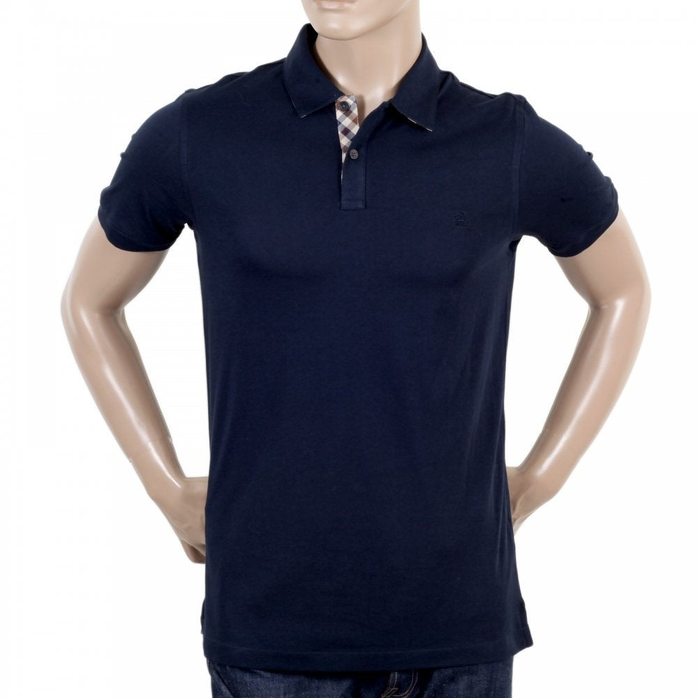 Mens 100% Cotton Regular Fit Short Sleeve Polo Shirt in Navy