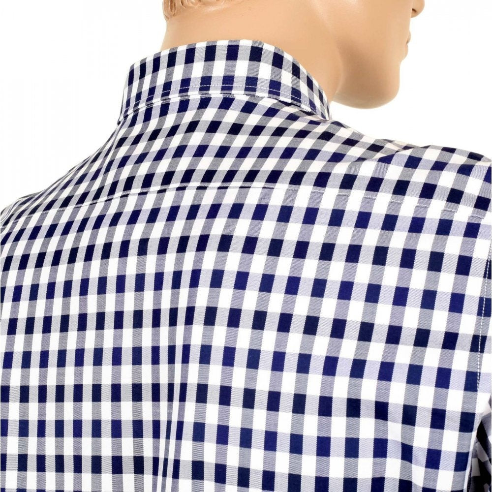 Stretch Cotton Blue Harrowby Check Short Sleeve Shirt for Men