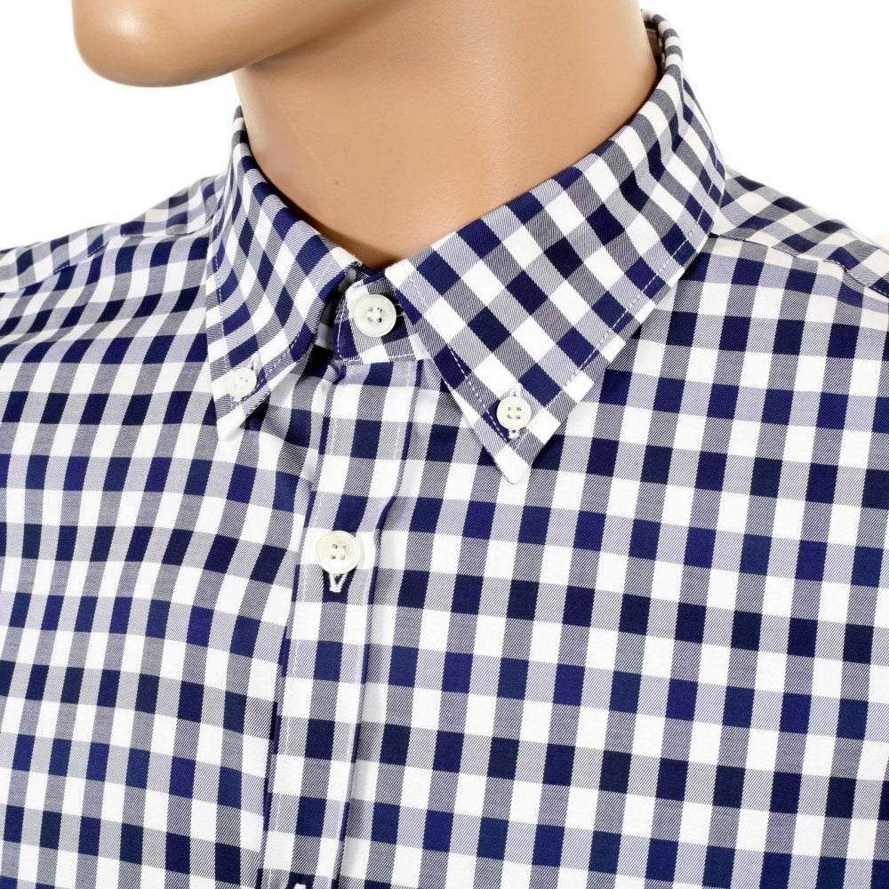 Stretch Cotton Blue Harrowby Check Short Sleeve Shirt for Men