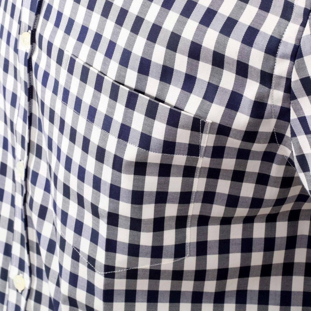 Stretch Cotton Blue Harrowby Check Short Sleeve Shirt for Men