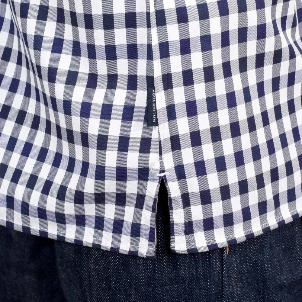 Stretch Cotton Blue Harrowby Check Short Sleeve Shirt for Men