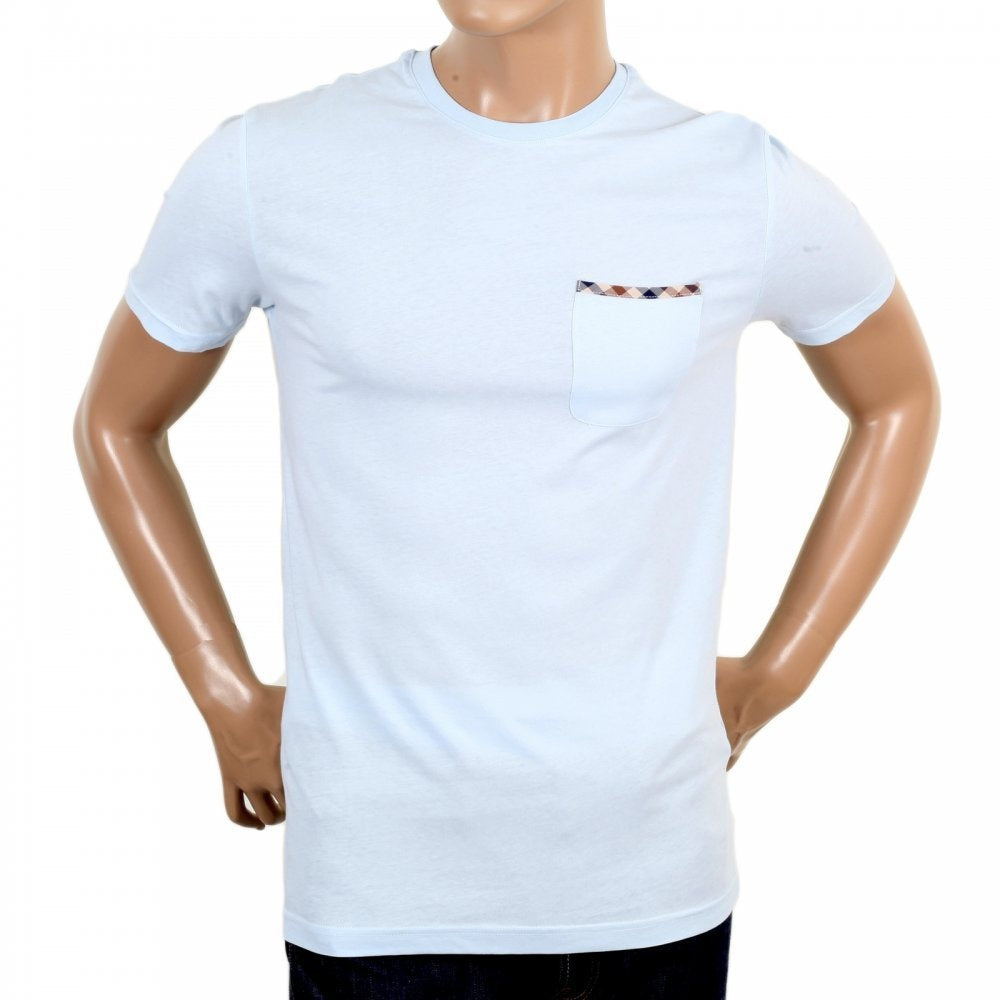 Mens Short Sleeve Crew Neck Regular Fit Light Blue T-Shirt