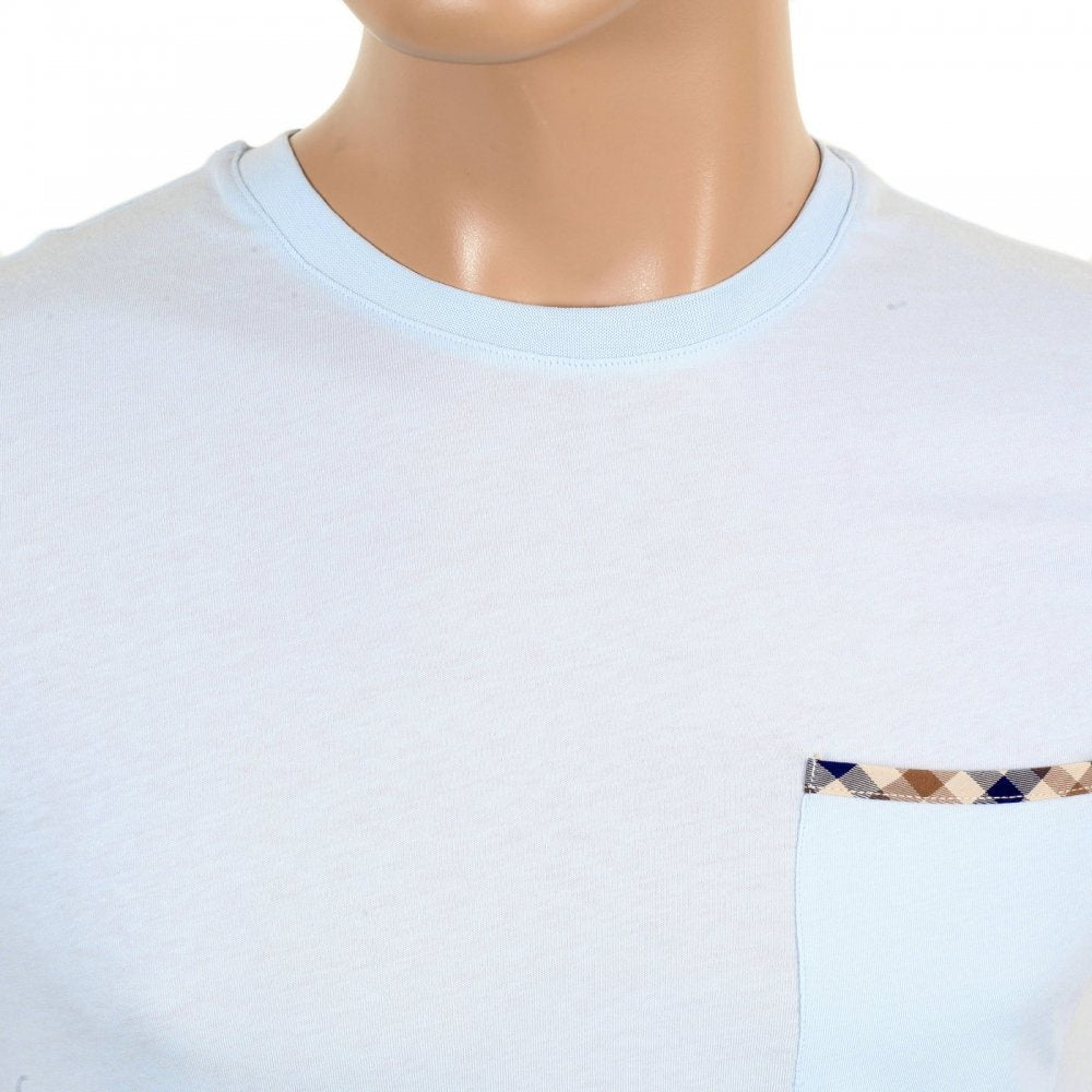 Mens Short Sleeve Crew Neck Regular Fit Light Blue T-Shirt
