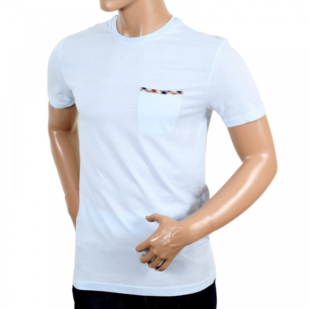 Mens Short Sleeve Crew Neck Regular Fit Light Blue T-Shirt