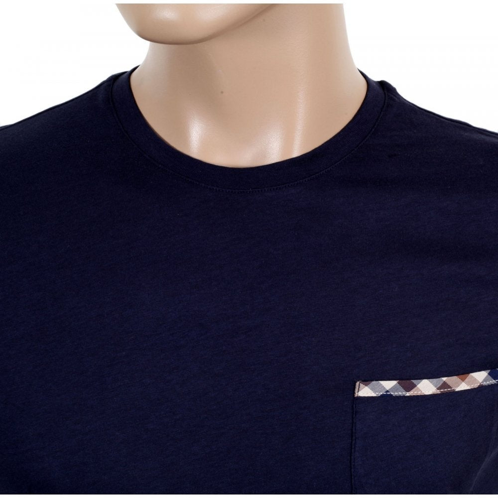 Mens Regular Fit Short Sleeve Crew Neck Navy T-shirt in Aqua