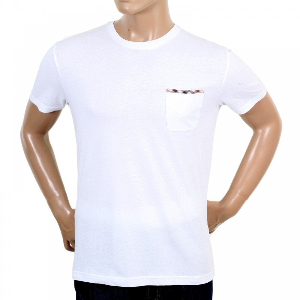 Mens White Brady Crew Neck Regular Fit Short Sleeve T-shirt