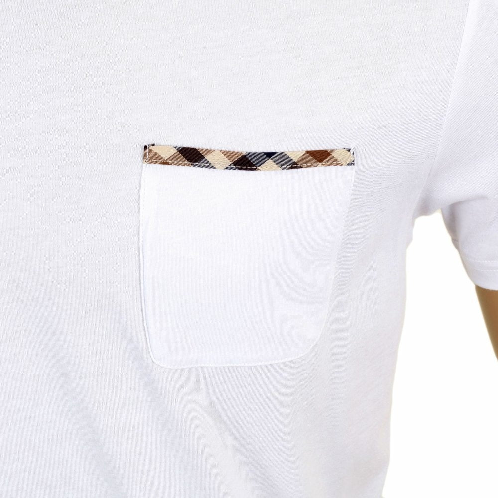 Mens White Brady Crew Neck Regular Fit Short Sleeve T-shirt