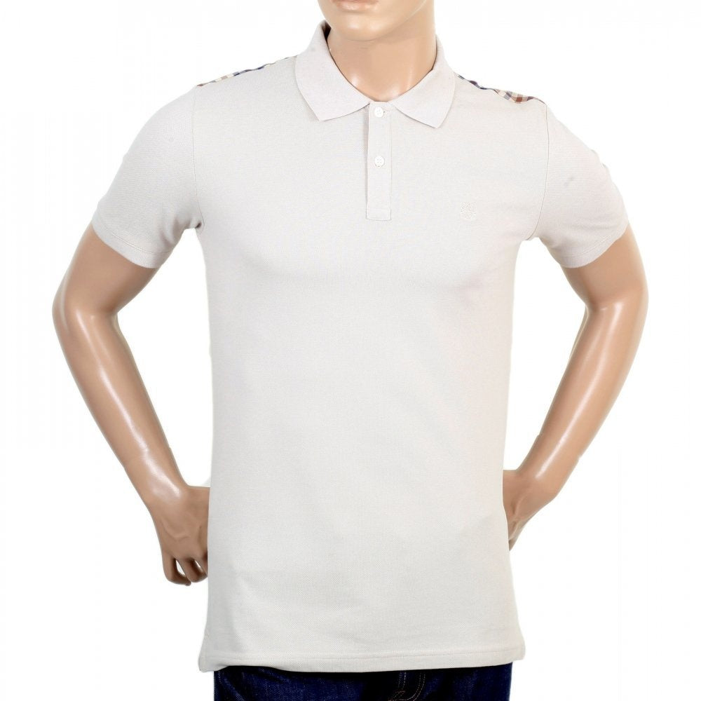 Mens 100% Cotton Regular Fit Short Sleeve Beige Hill Polo Shirt