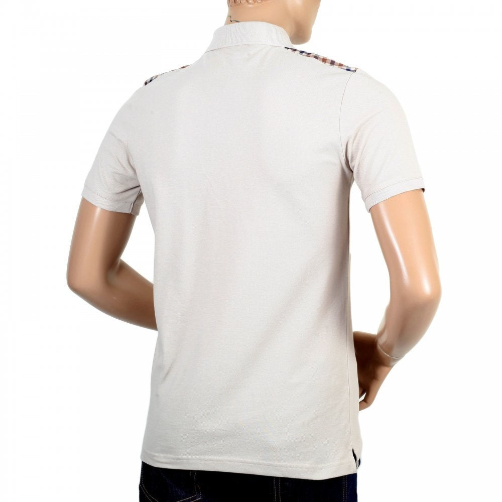 Mens 100% Cotton Regular Fit Short Sleeve Beige Hill Polo Shirt