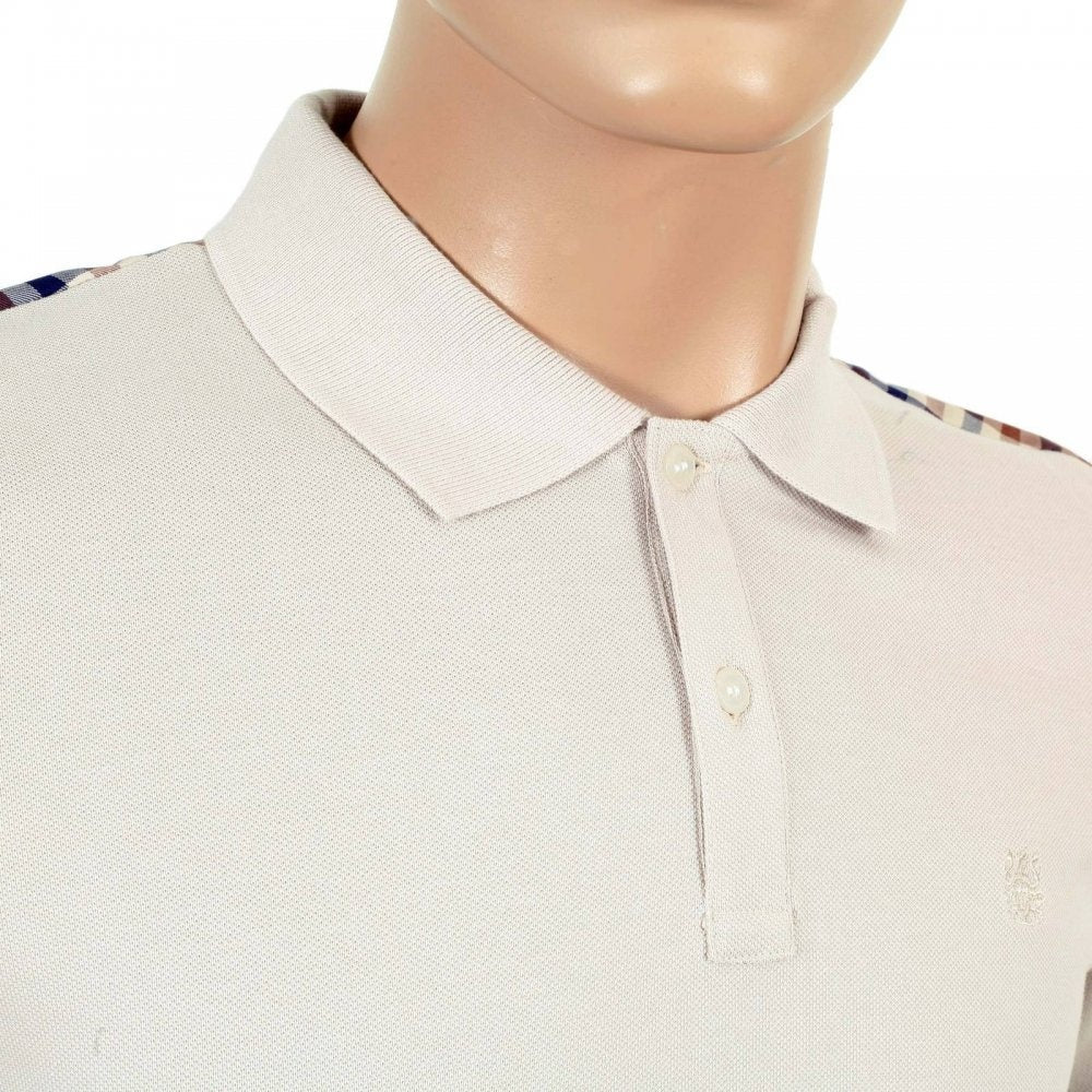 Mens 100% Cotton Regular Fit Short Sleeve Beige Hill Polo Shirt