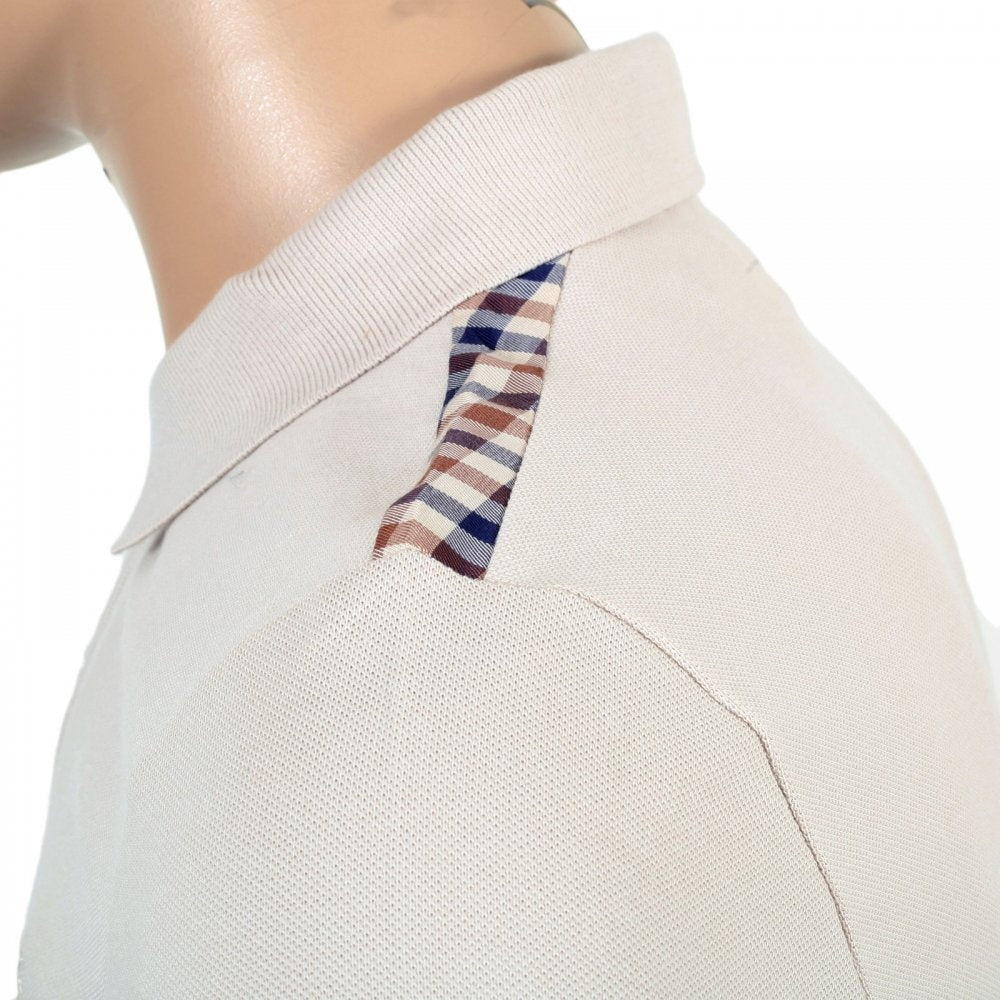 Mens 100% Cotton Regular Fit Short Sleeve Beige Hill Polo Shirt