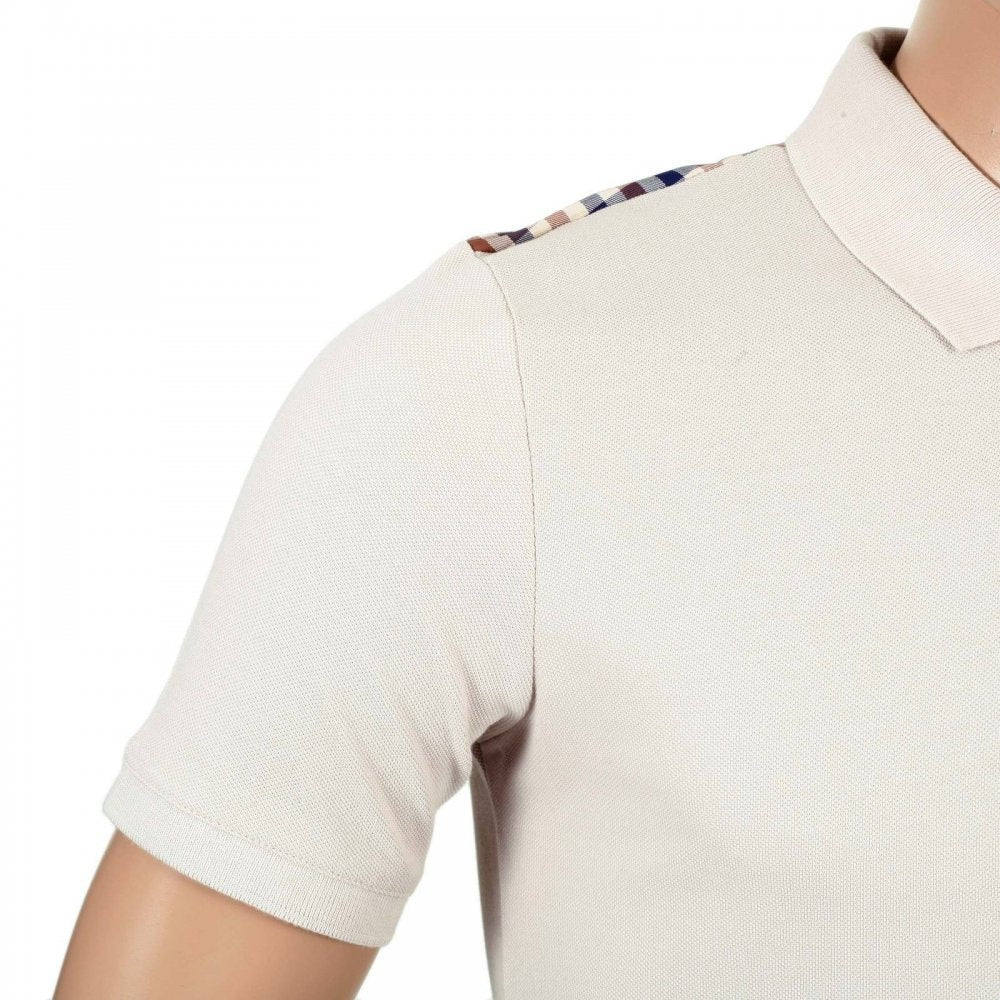 Mens 100% Cotton Regular Fit Short Sleeve Beige Hill Polo Shirt