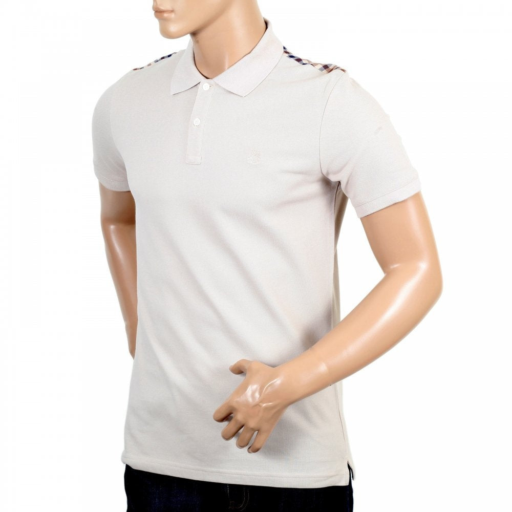 Mens 100% Cotton Regular Fit Short Sleeve Beige Hill Polo Shirt