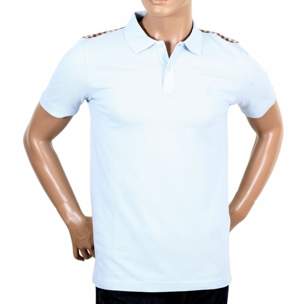 Mens 100% Cotton Short Sleeve Sky Blue Polo Shirt