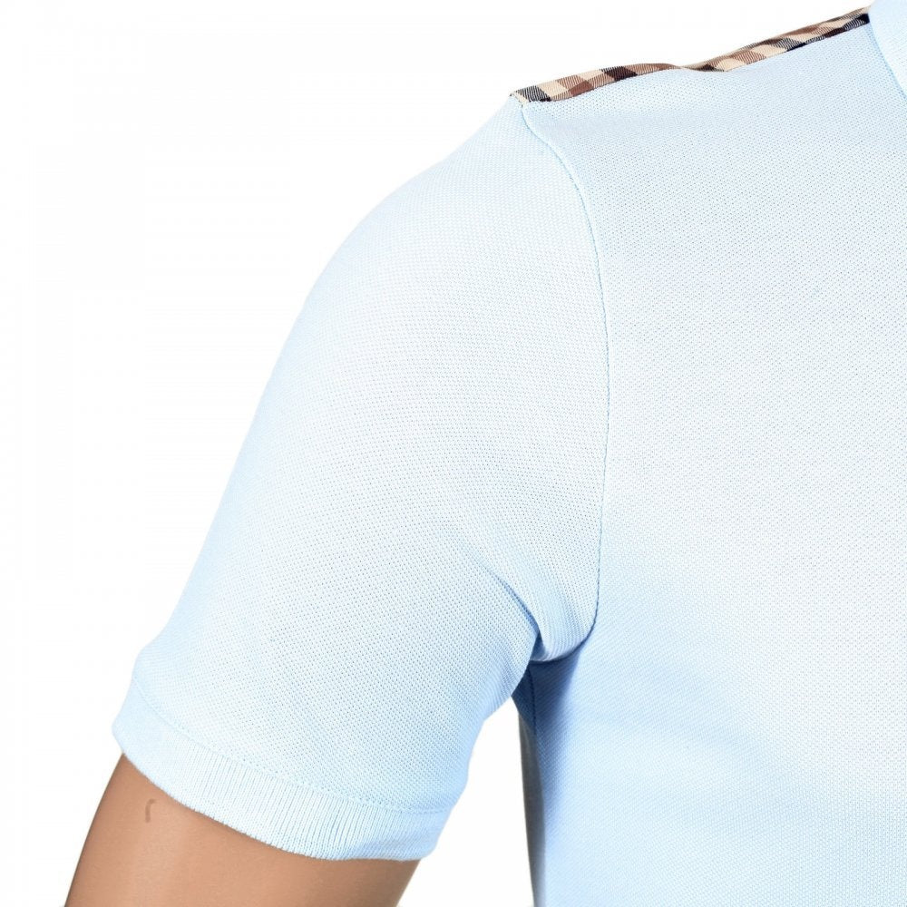Mens 100% Cotton Short Sleeve Sky Blue Polo Shirt