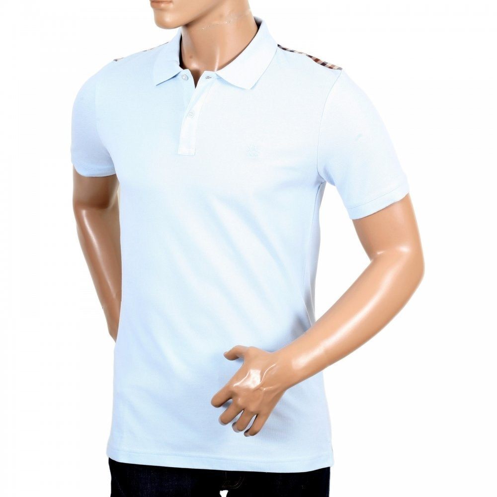 Mens 100% Cotton Short Sleeve Sky Blue Polo Shirt
