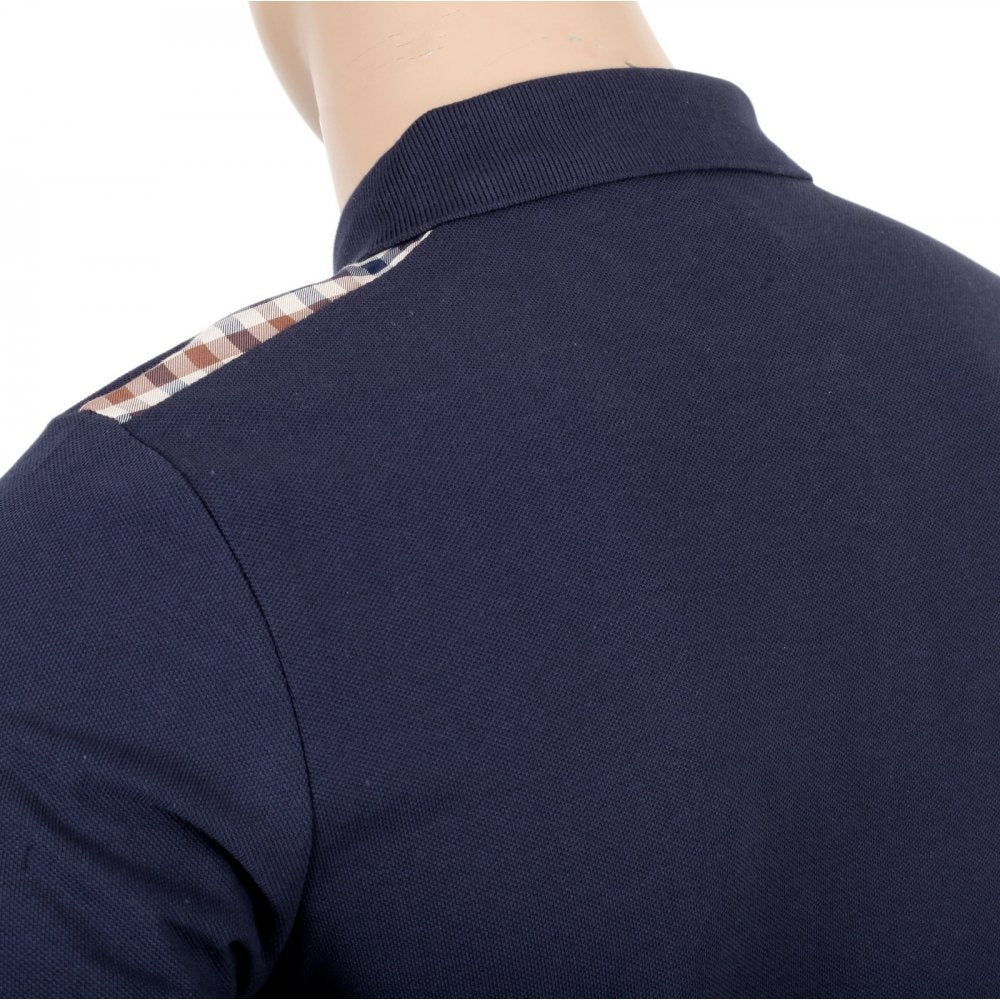 Mens Club Check Regular Fit Short Sleeve Navy Polo Shirt