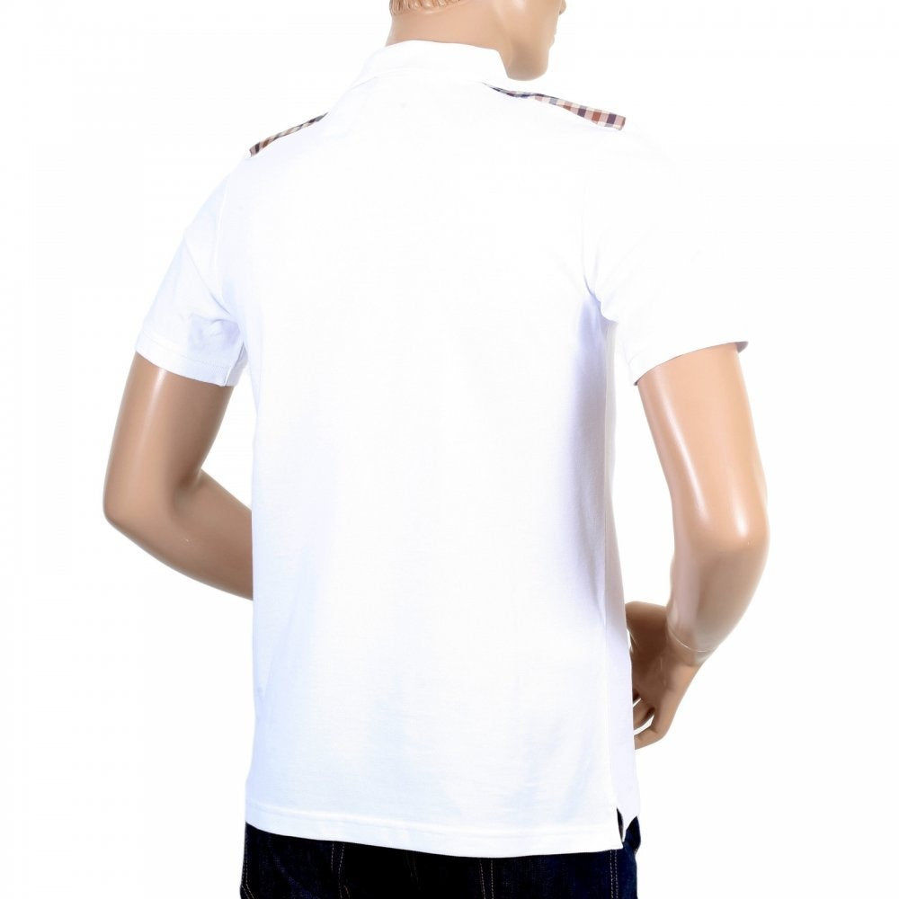 Mens 100% Cotton Hill Regular Fit Short Sleeve White Polo T Shirt