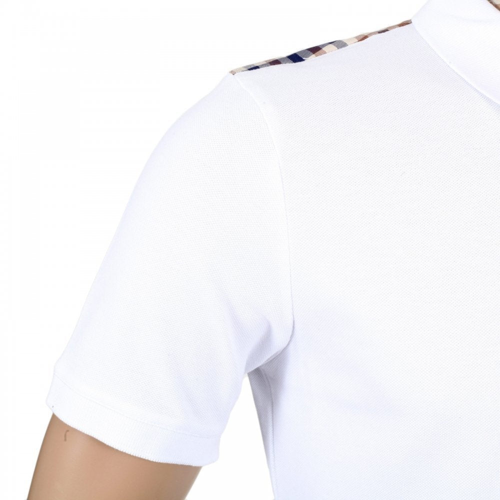 Mens 100% Cotton Hill Regular Fit Short Sleeve White Polo T Shirt