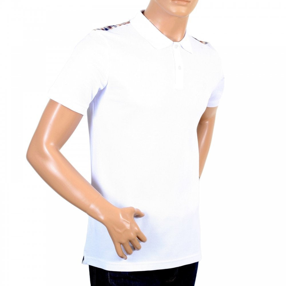 Mens 100% Cotton Hill Regular Fit Short Sleeve White Polo T Shirt