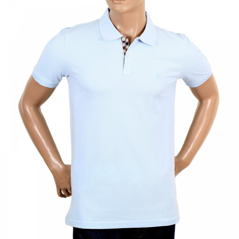 Mens Light Blue Short Sleeve Regular Fit Polo Shirt