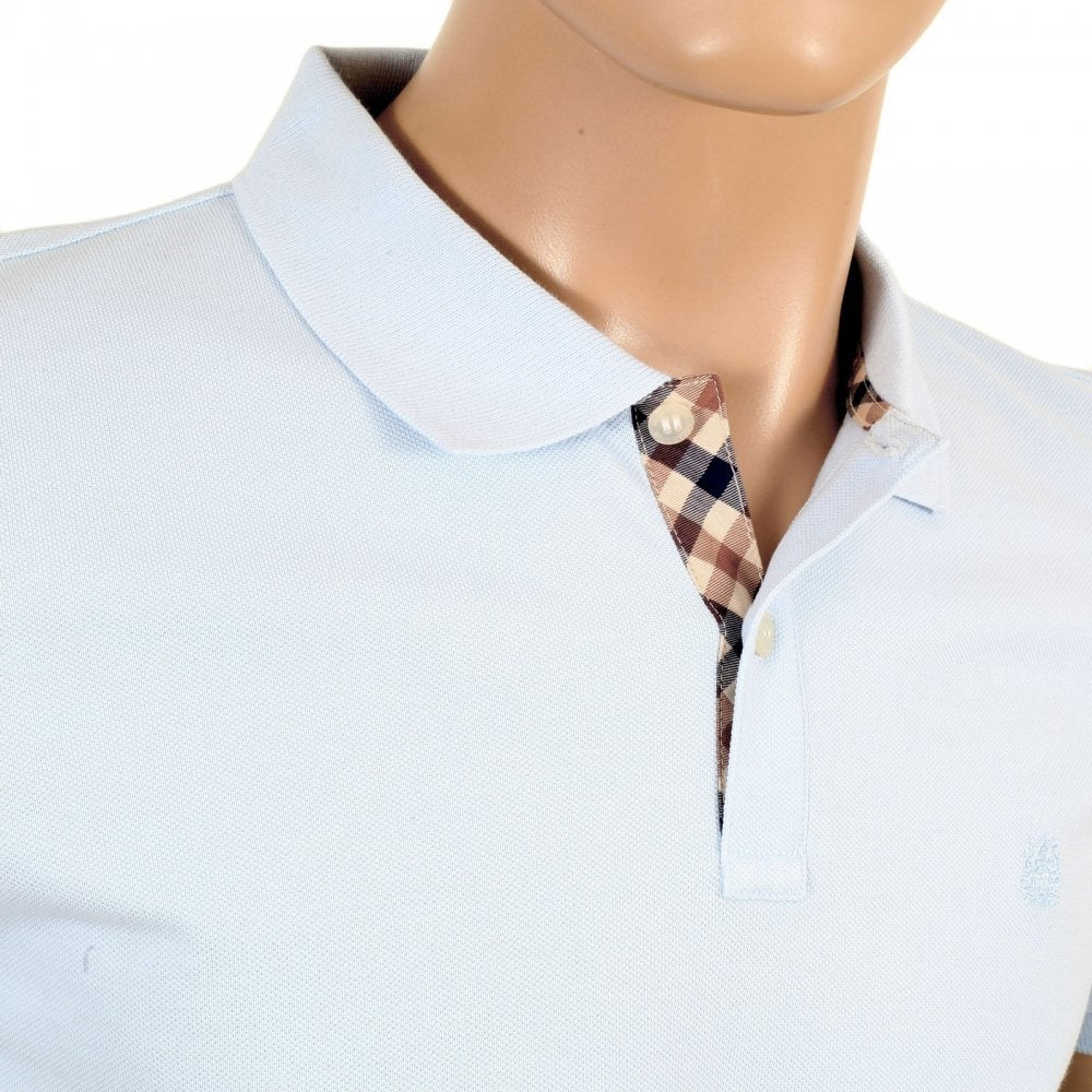 Mens Light Blue Short Sleeve Regular Fit Polo Shirt