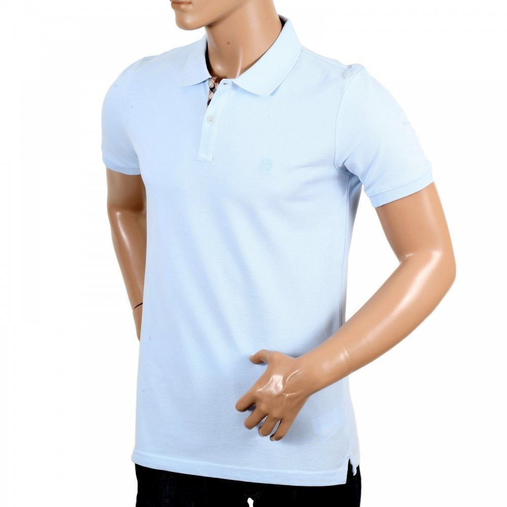 Mens Light Blue Short Sleeve Regular Fit Polo Shirt