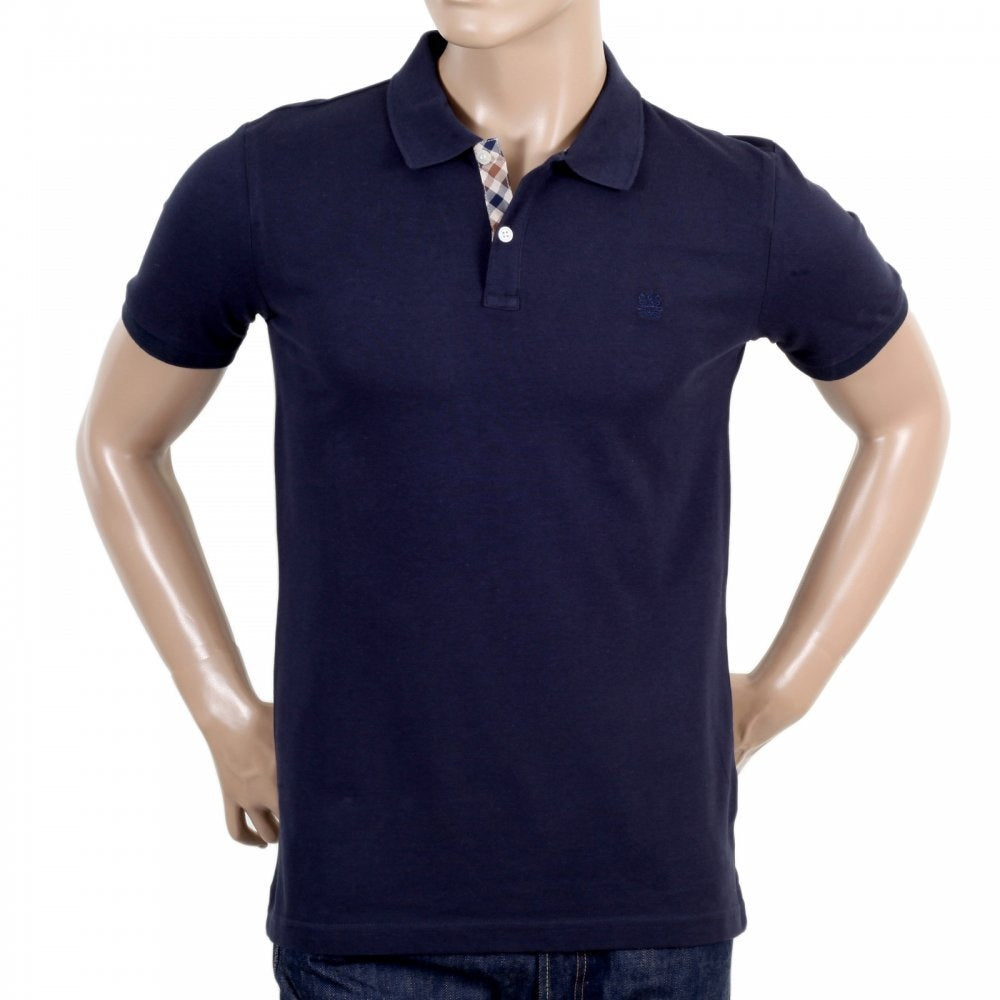 Mens 100% Cotton Regular Fit Short Sleeve Hilton Polo Shirt in Navy