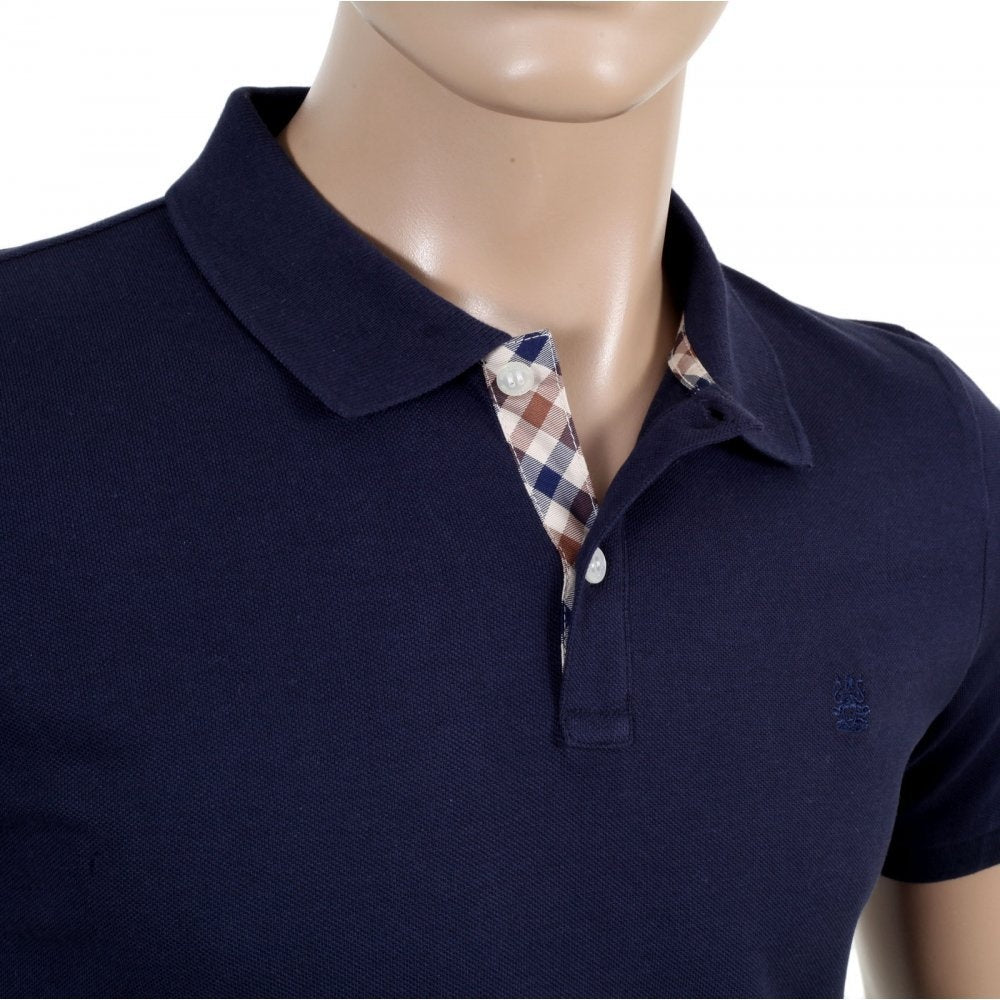 Mens 100% Cotton Regular Fit Short Sleeve Hilton Polo Shirt in Navy