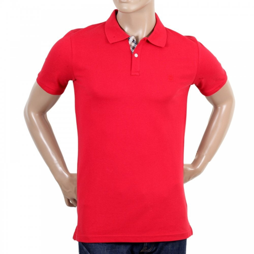 Mens Cotton Regular Fit Short Sleeve Polo Shirt in Red