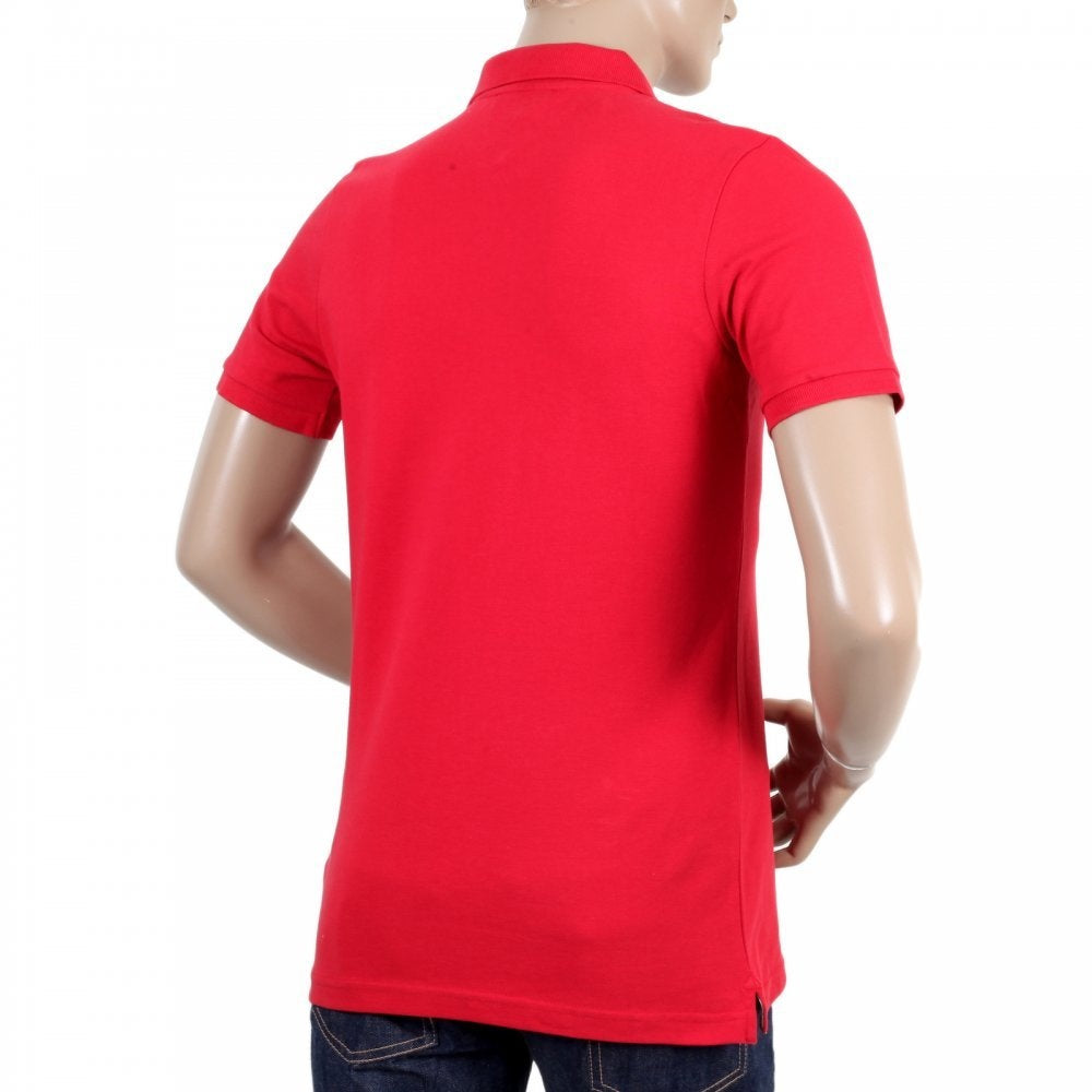 Mens Cotton Regular Fit Short Sleeve Polo Shirt in Red
