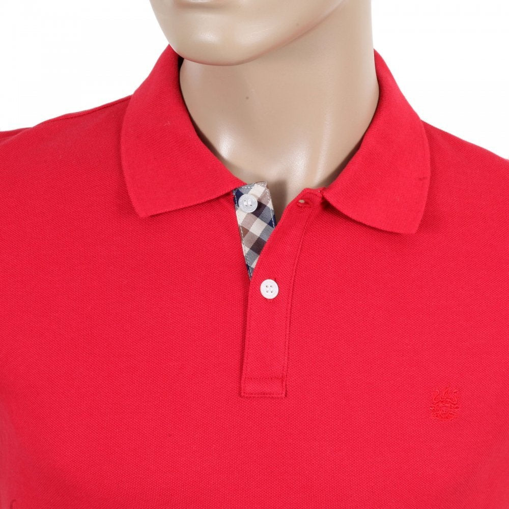 Mens Cotton Regular Fit Short Sleeve Polo Shirt in Red