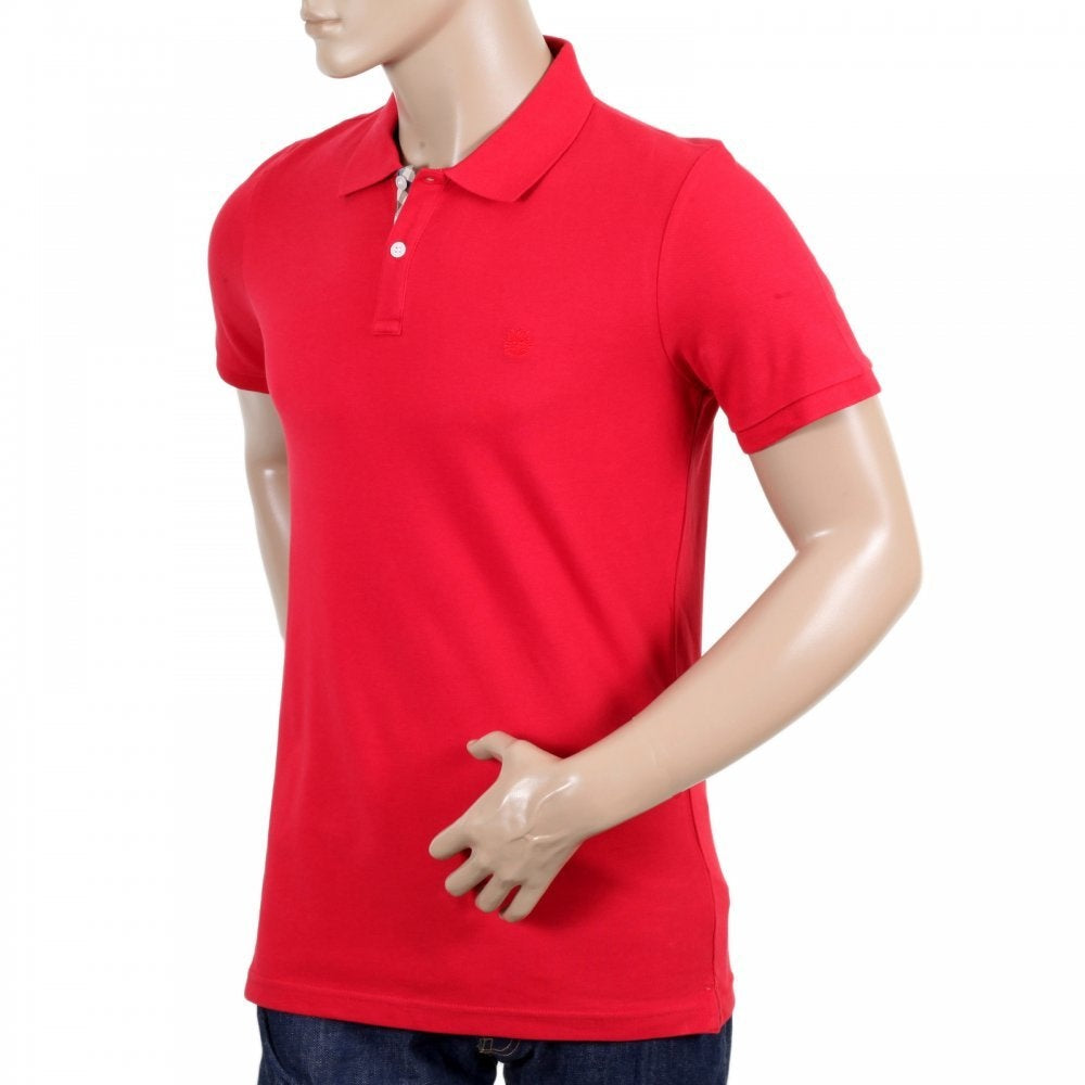 Mens Cotton Regular Fit Short Sleeve Polo Shirt in Red