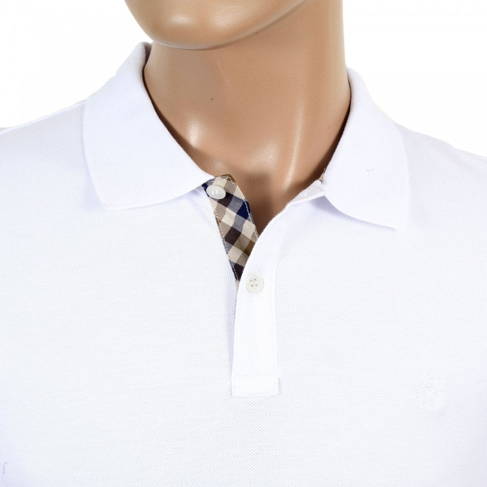Mens Cotton Regular Fit Short Sleeve White Hilton Polo Shirt