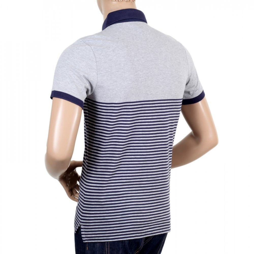 Mens Cotton Nelson Striped Polo Shirt in Navy