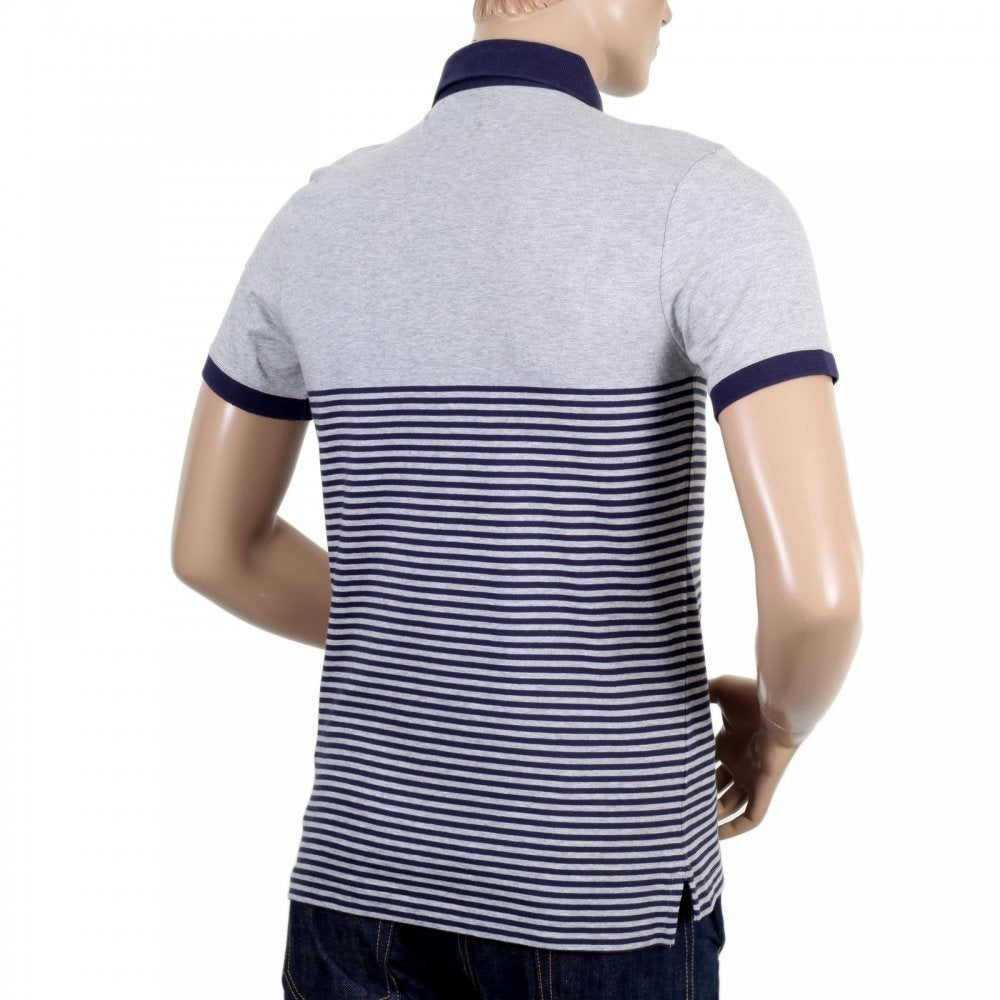 Mens Cotton Nelson Striped Polo Shirt in Navy