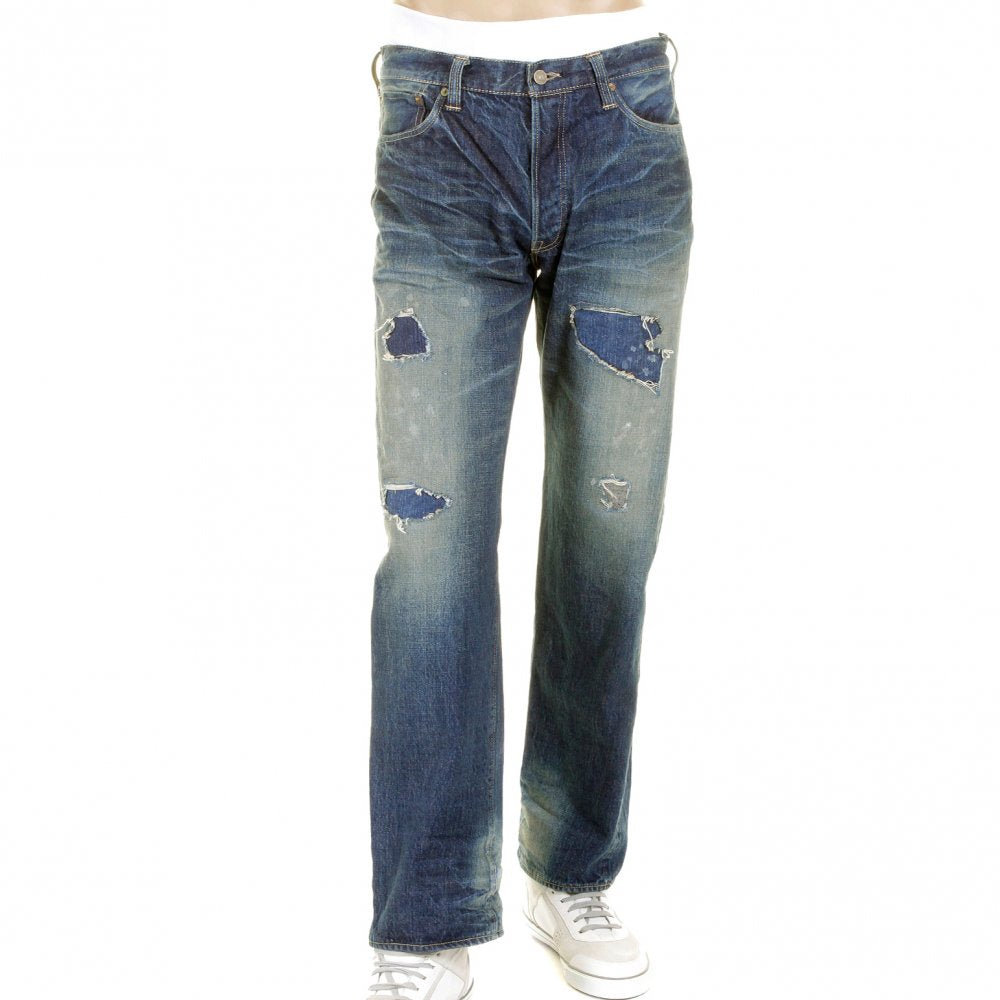 Mens Lone Star Vintage Cut 10 Year Aged Japanese Selvedge Denim Jeans with Heavy Fading and Whiskering SC40902R