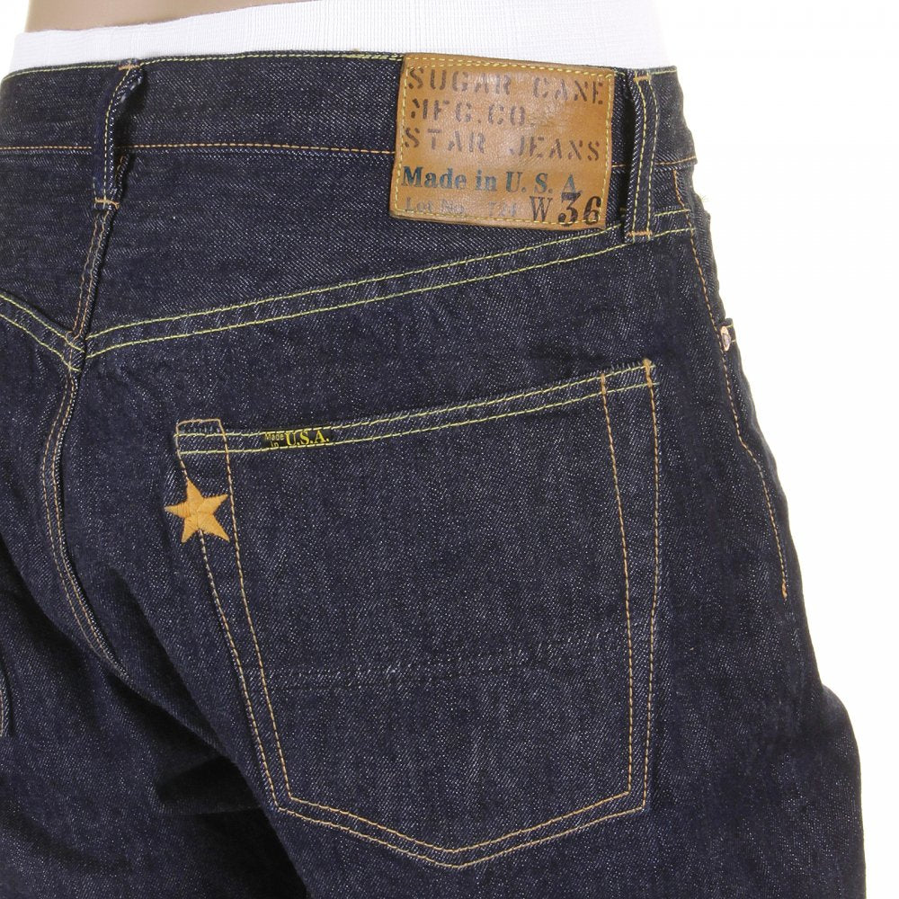Mens Navy Slimer Cut Rinsed One Wash Low Rise Japanese Selvedge Denim Jeans SC40724A