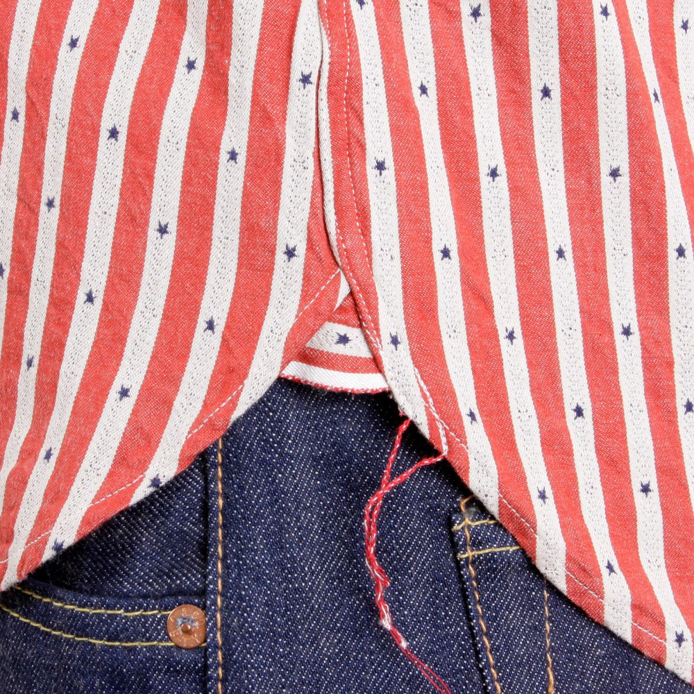 Mens Long Sleeve Regular Fit Western Wear Dobby Striped Shirt in Doddyred and Off White SC25369