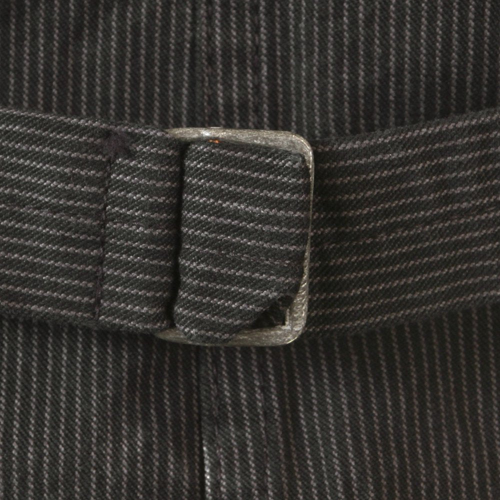 Mens Black Japanese Cotton Vintage Cut Regular Fit Striped Waistcoat Work Vest SC12458