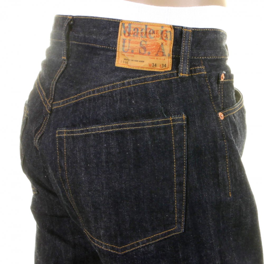 Navy One Wash 1966 Style Vintage Cut Japanese Selvedge Denim Jeans for Men SC41966A