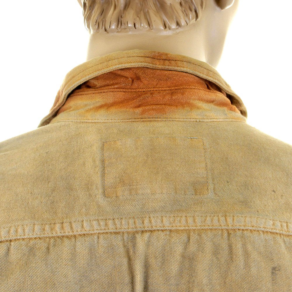 Mens Brown Vintage Wash Fiction Romance Denim Button Front Workwear Jacket SC12241H