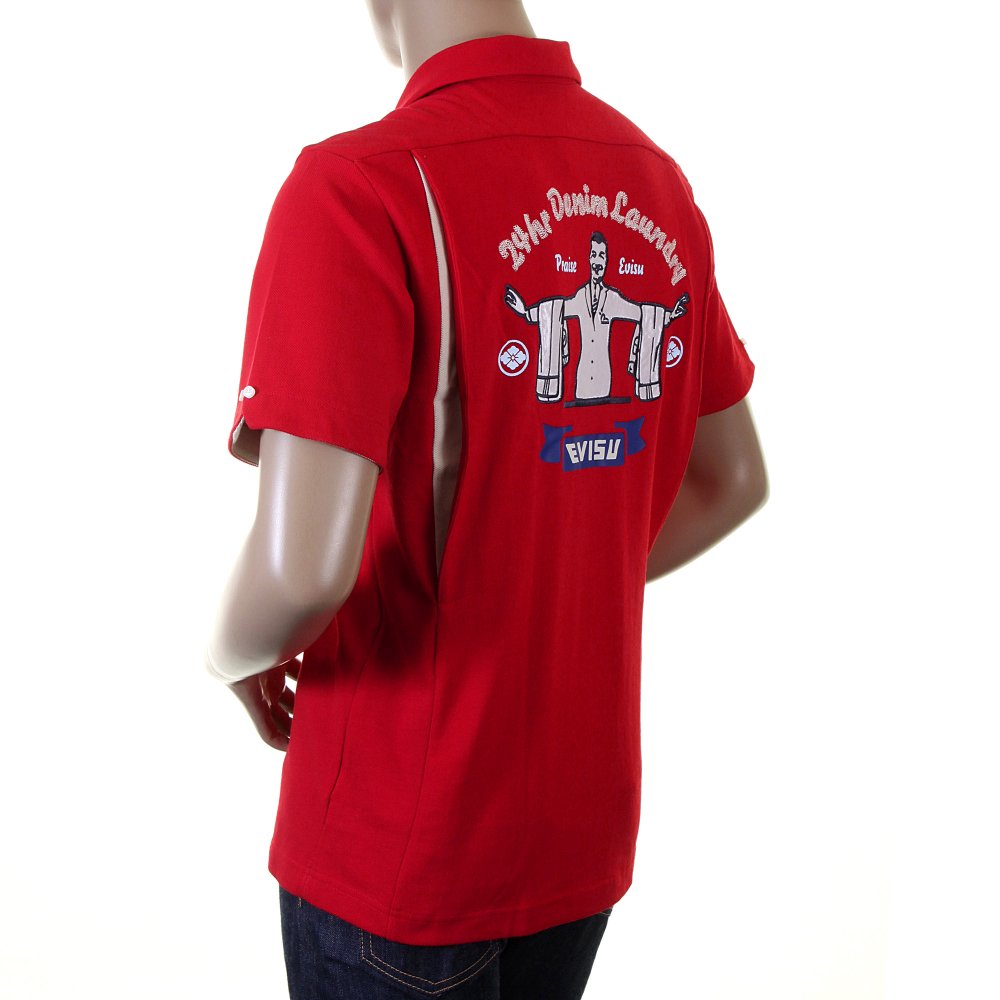 Authentic and Rare Red Shirt with 24 HOUR DENIM LAUNDRY Design