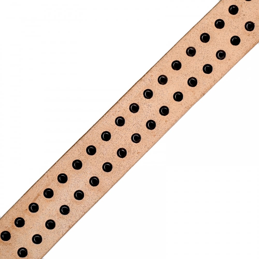 Mens Studded Beige Leather SC02322 Garrison Belt with Silver Square Buckle