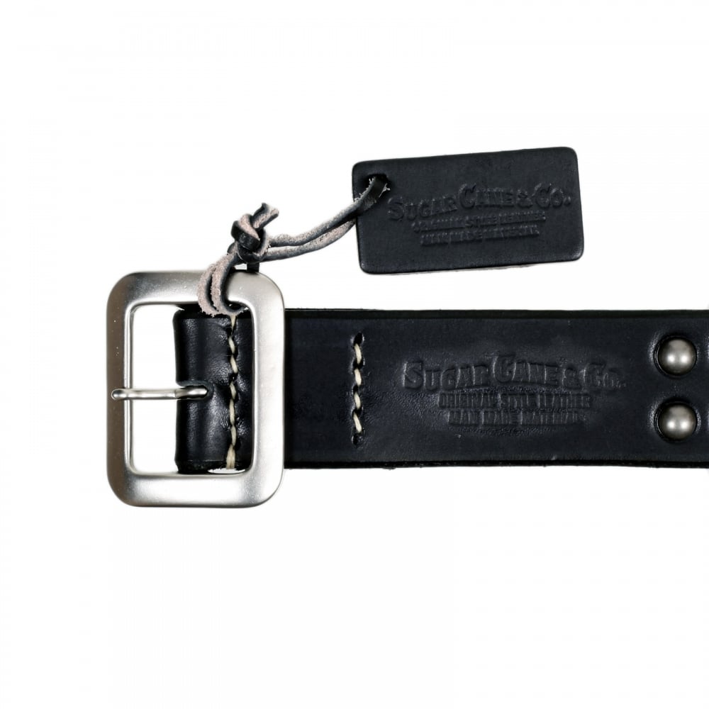 Mens Black Garrison SC02322 Leather Belt with Studs on Entire Length